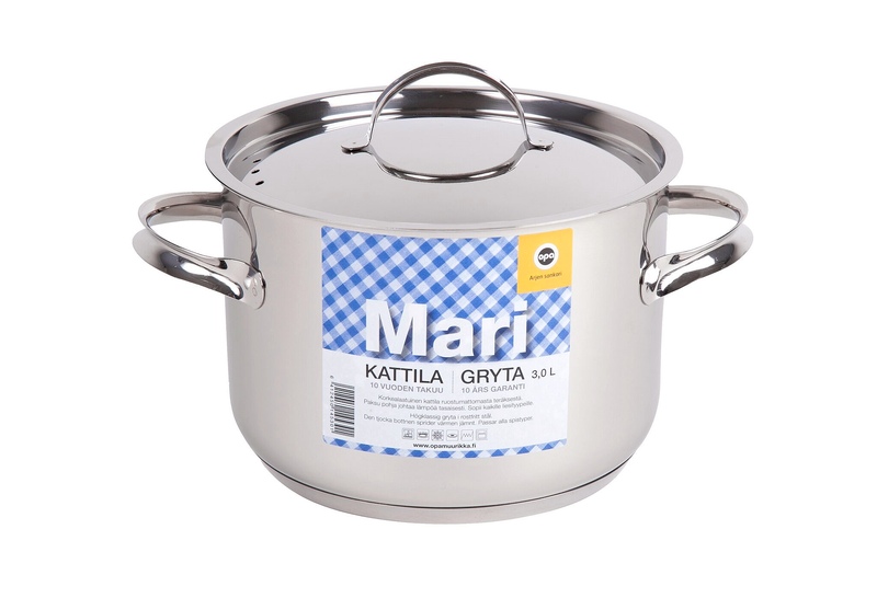 Борщ кастрюля 3 литра. Финские кастрюли. Кастрюля Muurikka te149.150k 15 л. Mari Steel, 3 l.. Опа Мари магазин в Москве.